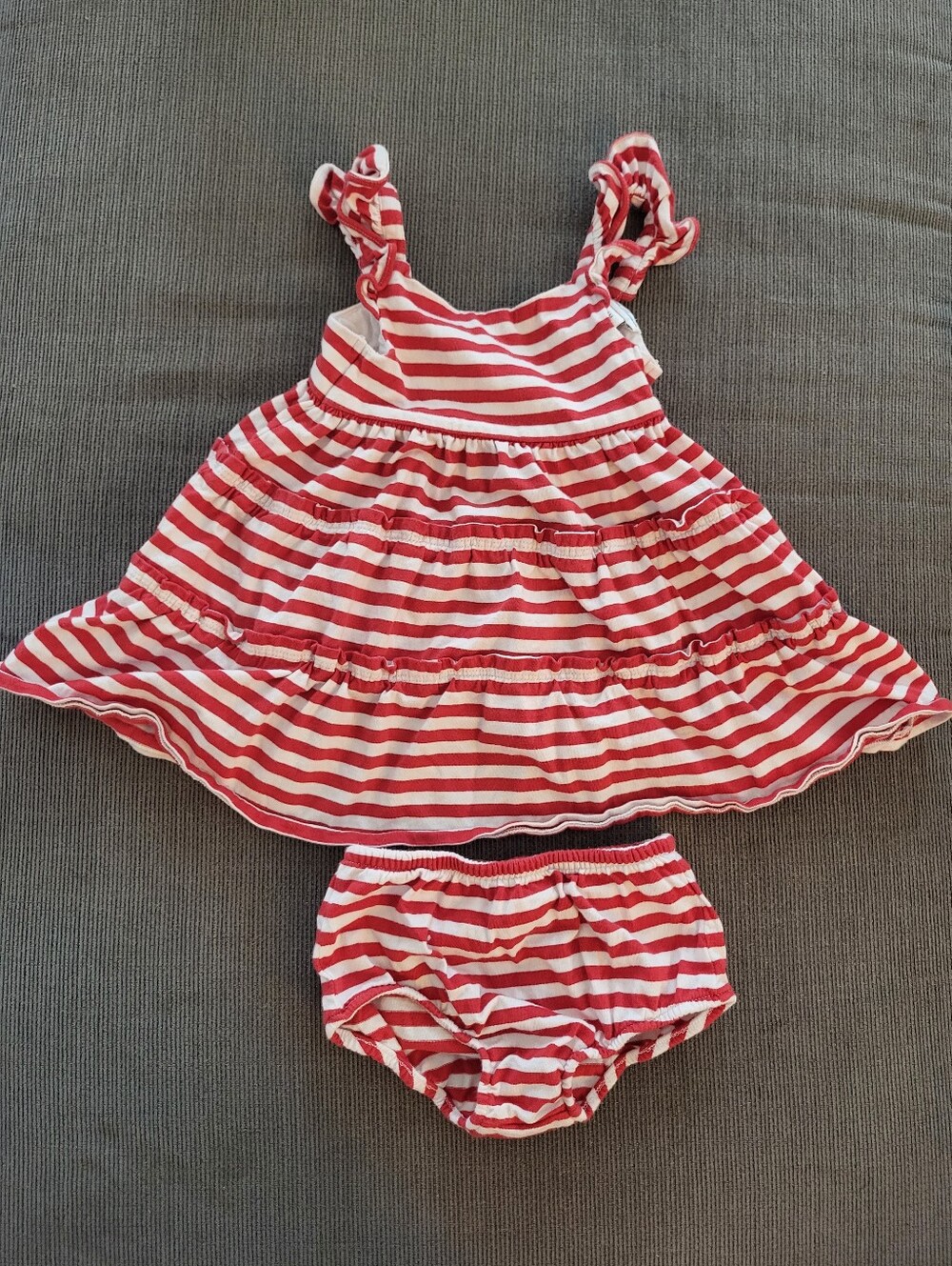 Ralph Lauren Infant Girl Dress W/bloomers 6m Red & White Stripe